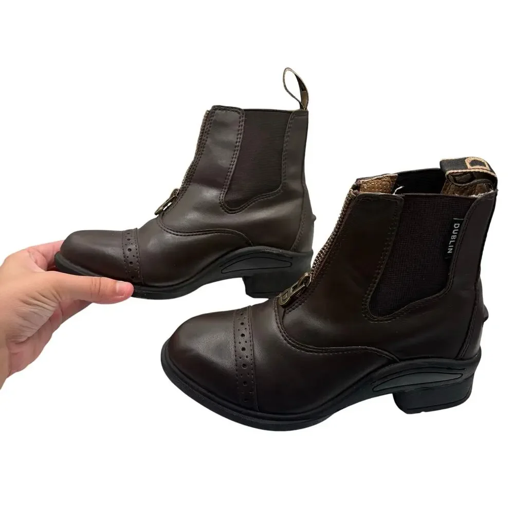 Dublin Altitude Brown Leather Ankle Boots Size 13 Zip Closure Brogue Detailing